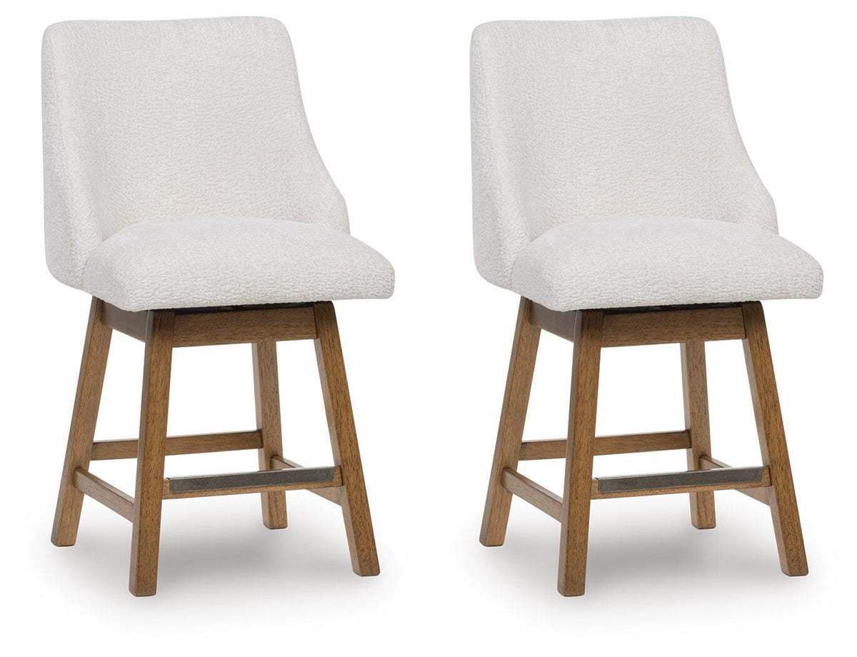 Cabalynn Counter Height Dining Table and 6 Barstools in Light Brown from Ashley - Luna Furniture