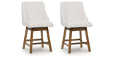 Cabalynn Oatmeal/Light Brown Counter Height Barstool, Set of 2 from Ashley - Luna Furniture