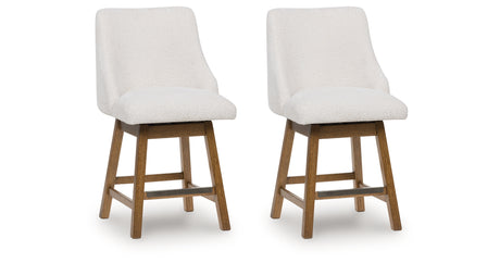 Cabalynn Oatmeal/Light Brown Counter Height Barstool, Set of 2 from Ashley Furniture - Luna Furniture