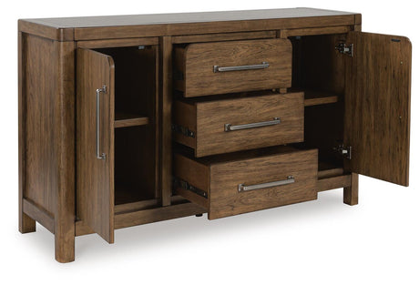 Cabalynn Counter Height Dining Table and 6 Barstools with Storage in Light Brown from Ashley Furniture - Luna Furniture