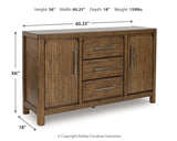 Cabalynn Counter Height Dining Table and 6 Barstools with Storage in Light Brown from Ashley - Luna Furniture