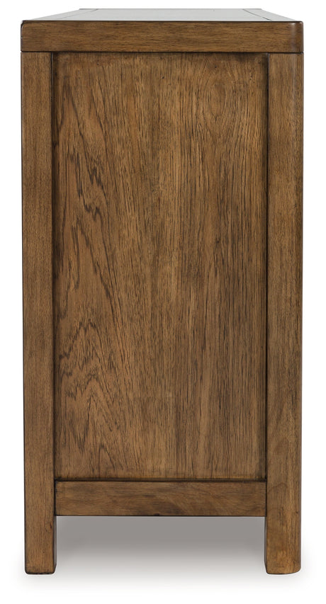 Cabalynn Counter Height Dining Table and 6 Barstools with Storage in Light Brown from Ashley Furniture - Luna Furniture