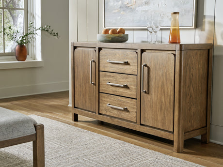 Cabalynn Counter Height Dining Table and 6 Barstools with Storage in Light Brown from Ashley Furniture - Luna Furniture