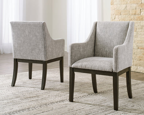 Burkhaus Beige/Dark Brown Dining Arm Chair, Set of 2 from Ashley - Luna Furniture