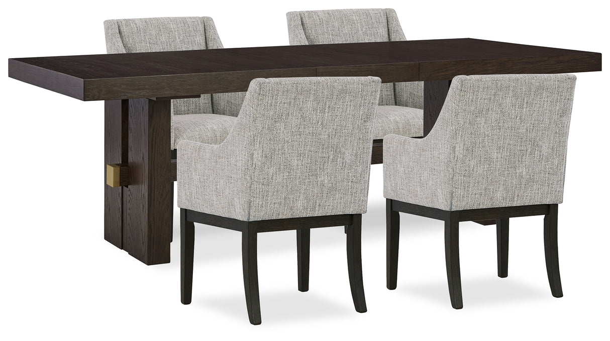 Burkhaus Dark Brown Extendable Upholstered Dining Set from Ashley - Luna Furniture