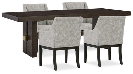 Burkhaus Dark Brown Extendable Upholstered Dining Set from Ashley - Luna Furniture