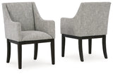 Burkhaus Beige/Dark Brown Dining Arm Chair, Set of 2 from Ashley Furniture - Luna Furniture