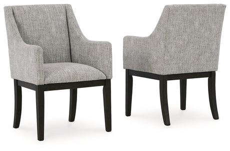 Burkhaus Beige/Dark Brown Dining Arm Chair, Set of 2 from Ashley - Luna Furniture