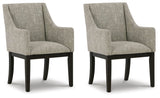 Burkhaus Beige/Dark Brown Dining Arm Chair, Set of 2 from Ashley Furniture - Luna Furniture