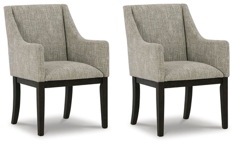 Burkhaus Beige/Dark Brown Dining Arm Chair, Set of 2 from Ashley - Luna Furniture