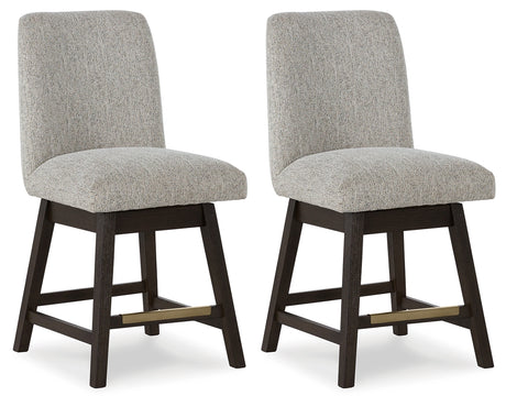 Burkhaus Beige/Dark Brown Counter Height Barstool, Set of 2 from Ashley - Luna Furniture