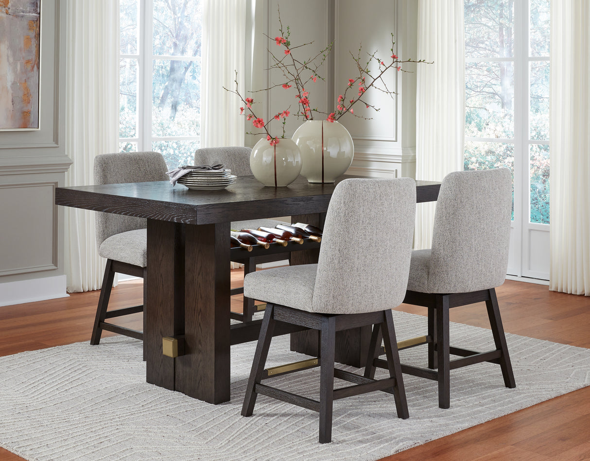Burkhaus Dark Brown Counter Height Dining Table and 4 Barstools from Ashley - Luna Furniture