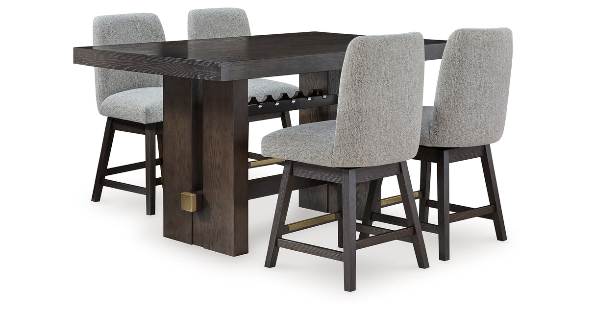 Burkhaus Counter Height Dining Table and 4 Barstools in Dark Brown