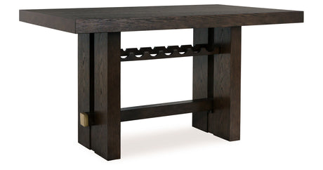 Burkhaus Dark Brown Counter Height Dining Table and 4 Barstools with Server from Ashley Furniture - Luna Furniture