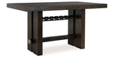 Burkhaus Dark Brown Counter Height Dining Table and 6 Barstools with Server from Ashley Furniture - Luna Furniture