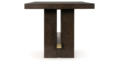 Burkhaus Dark Brown Counter Height Dining Table and 6 Barstools with Server from Ashley Furniture - Luna Furniture