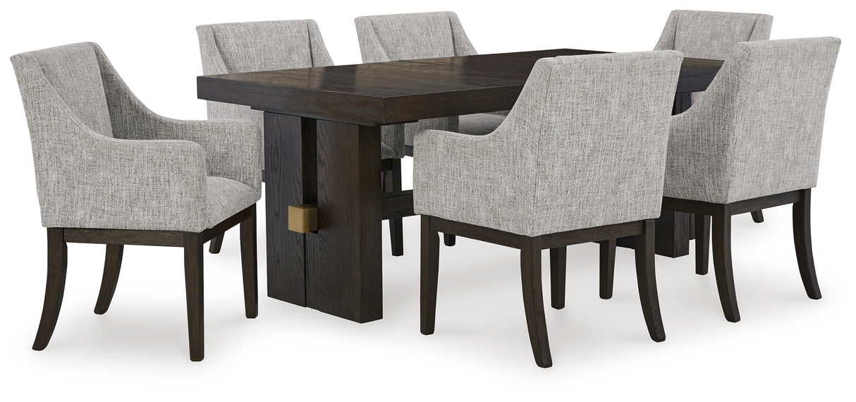 Burkhaus Dining Table and 6 Arm Chairs from Ashley Furniture - Luna Furniture