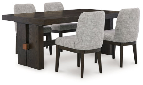 Burkhaus Dark Brown Extendable Dining Set-D984D1-Ashley-D984-45-01%284%29-SW-P1-KO-Luna Furniture
