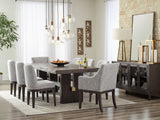 Burkhaus Dark Brown Dining Table and 8 Chairs from Ashley Furniture - Luna Furniture