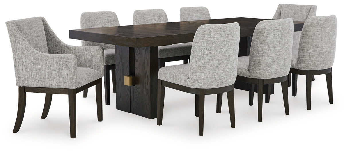 Burkhaus Dark Brown Dining Table and 8 Chairs from Ashley Furniture - Luna Furniture