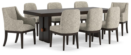 Burkhaus Dark Brown Dining Table and 8 Chairs from Ashley - Luna Furniture