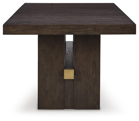 Burkhaus Dark Brown Extendable Upholstered Dining Set from Ashley Furniture - Luna Furniture