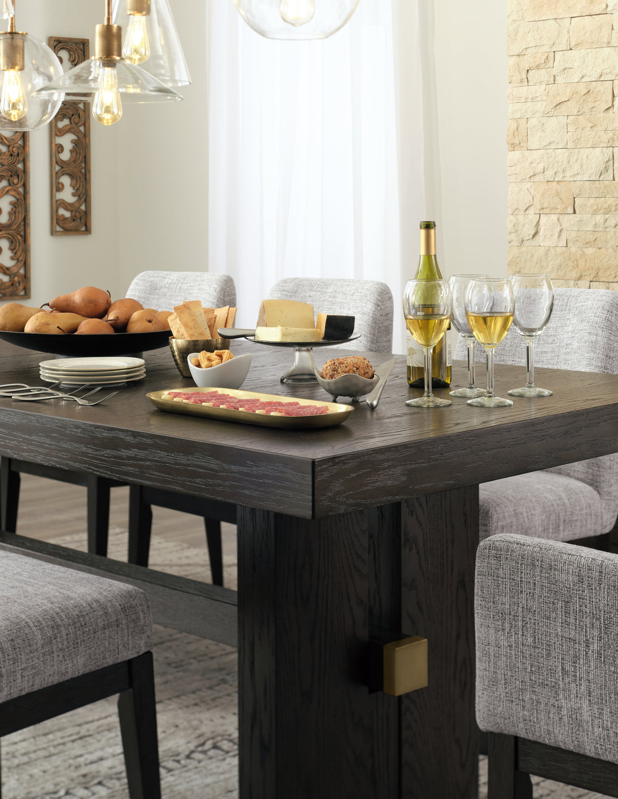 Burkhaus Dark Brown Dining Table and 8 Chairs from Ashley - Luna Furniture