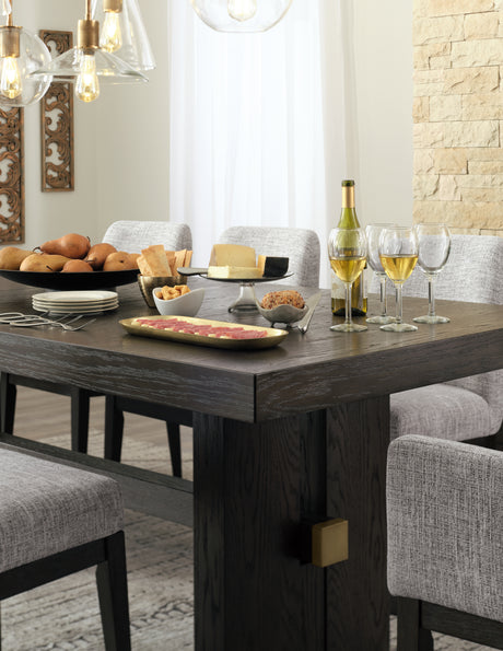 Burkhaus Dark Brown Dining Table and 8 Chairs from Ashley - Luna Furniture