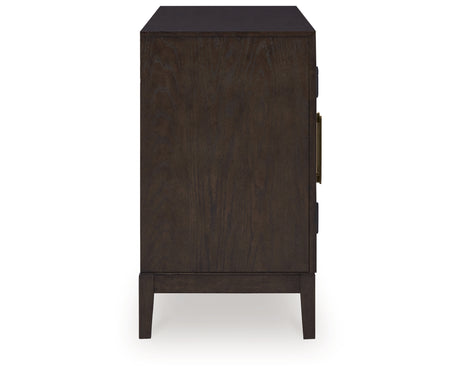 Burkhaus Dark Brown Dining Table and 8 Chairs with Server from Ashley - Luna Furniture