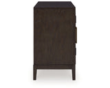 Burkhaus Dining Table and 8 Chairs with Storage in Dark Brown from Ashley - Luna Furniture
