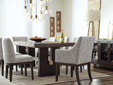 Burkhaus Dark Brown Dining Table and 8 Chairs from Ashley Furniture - Luna Furniture