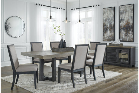 Foyland Black/Brown Dining Table and 6 Chairs
