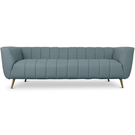 LaMattina Genuine Italian Blue Leather Channel Tufted Sofa from Ashcroft Furniture - Luna Furniture