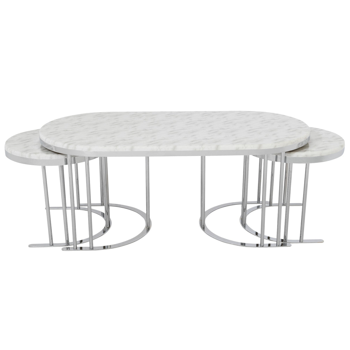 2 In 1 Coffee Table Silver Legs - White Top from Furnia - Luna Furniture