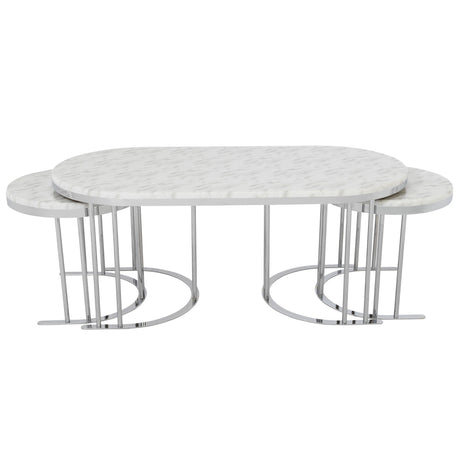 2 In 1 Coffee Table Silver Legs - White Top from Furnia - Luna Furniture