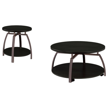 Dacre Dark Charcoal 2-Piece Round Coffee and End Table Set from Coaster - Luna Furniture