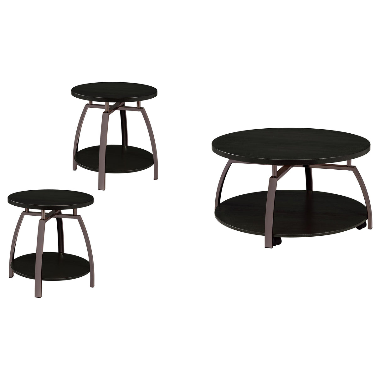 Dacre Dark Charcoal 3-Piece Round Coffee and End Table Set from Coaster - Luna Furniture