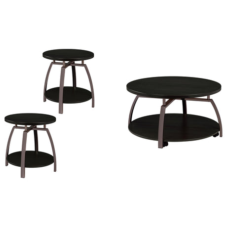 Dacre Dark Charcoal 3-Piece Round Coffee and End Table Set from Coaster - Luna Furniture