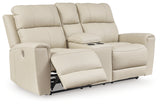 Dahlmoore Almond Power Reclining Loveseat with Console from Ashley - Luna Furniture