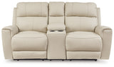 Dahlmoore Almond Power Reclining Loveseat with Console from Ashley - Luna Furniture