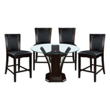 Daisy Espresso/Dark Brown 5-Piece 54" Glass-Top Round Counter Height Set from Homelegance - Luna Furniture