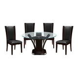 Daisy Espresso/Dark Brown 5-Piece 54" Glass-Top Round Dining Room Set from Homelegance - Luna Furniture