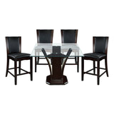 Daisy Espresso/Dark Brown 5-Piece 54" Glass-Top Square Counter Height Set from Homelegance - Luna Furniture