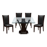 Daisy Espresso/Dark Brown 5-Piece 54" Glass-Top Square Dining Room Set from Homelegance - Luna Furniture