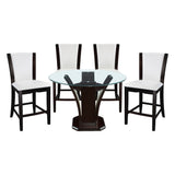 Daisy Espresso/White 5-Piece 54" Glass-Top Round Counter Height Set from Homelegance - Luna Furniture