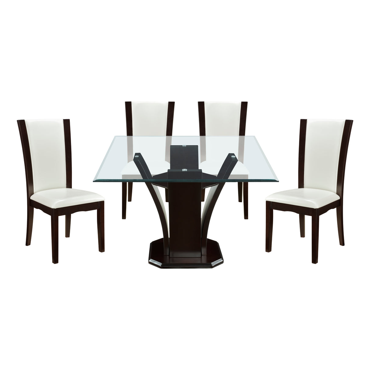 Daisy Espresso/White 5-Piece 54" Glass-Top Square Dining Room Set from Homelegance - Luna Furniture