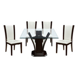 Daisy Espresso/White 5-Piece 54" Glass-Top Square Dining Room Set from Homelegance - Luna Furniture
