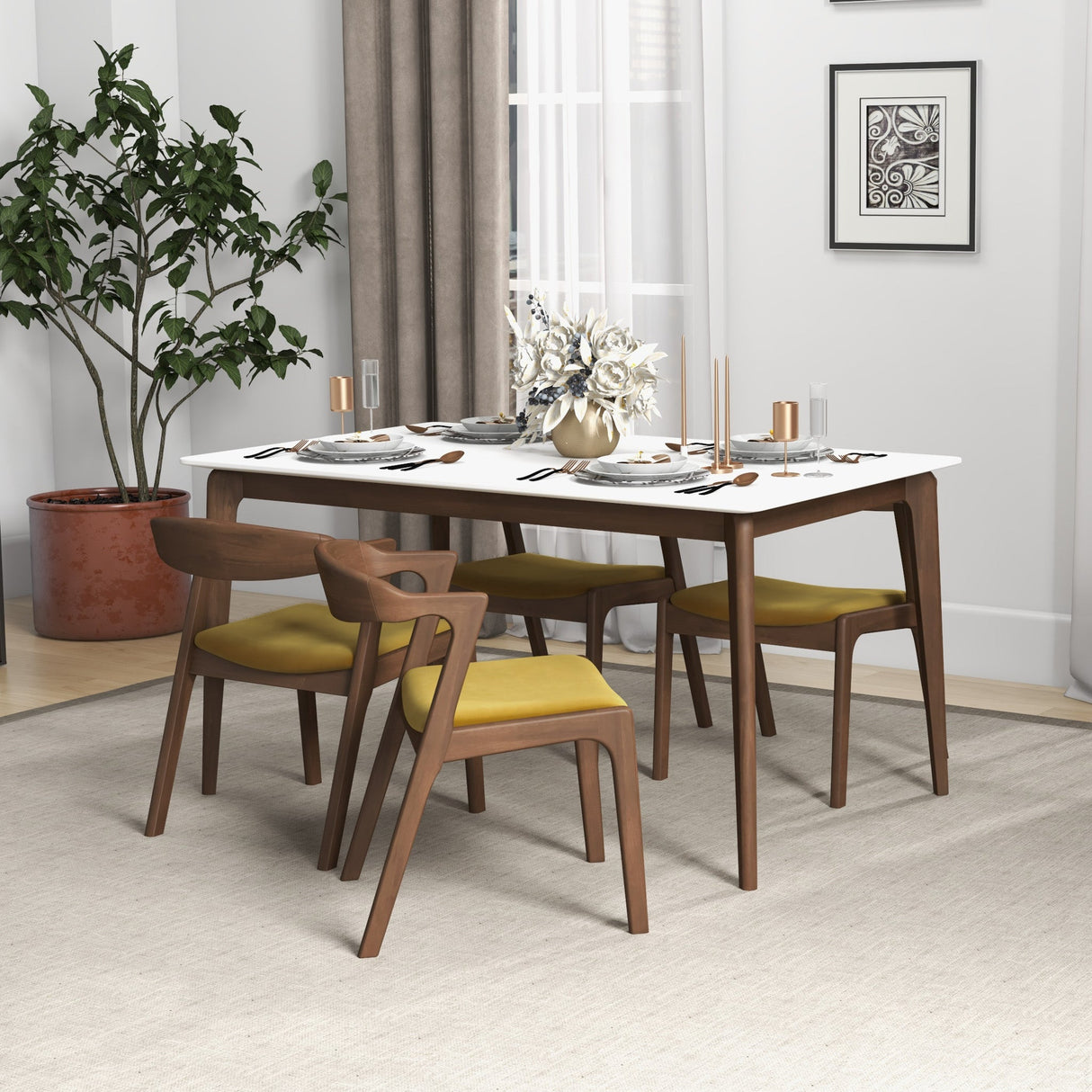 Dakota Dark Yellow Velvet Dining Chair from Ashcroft Furniture - Luna Furniture