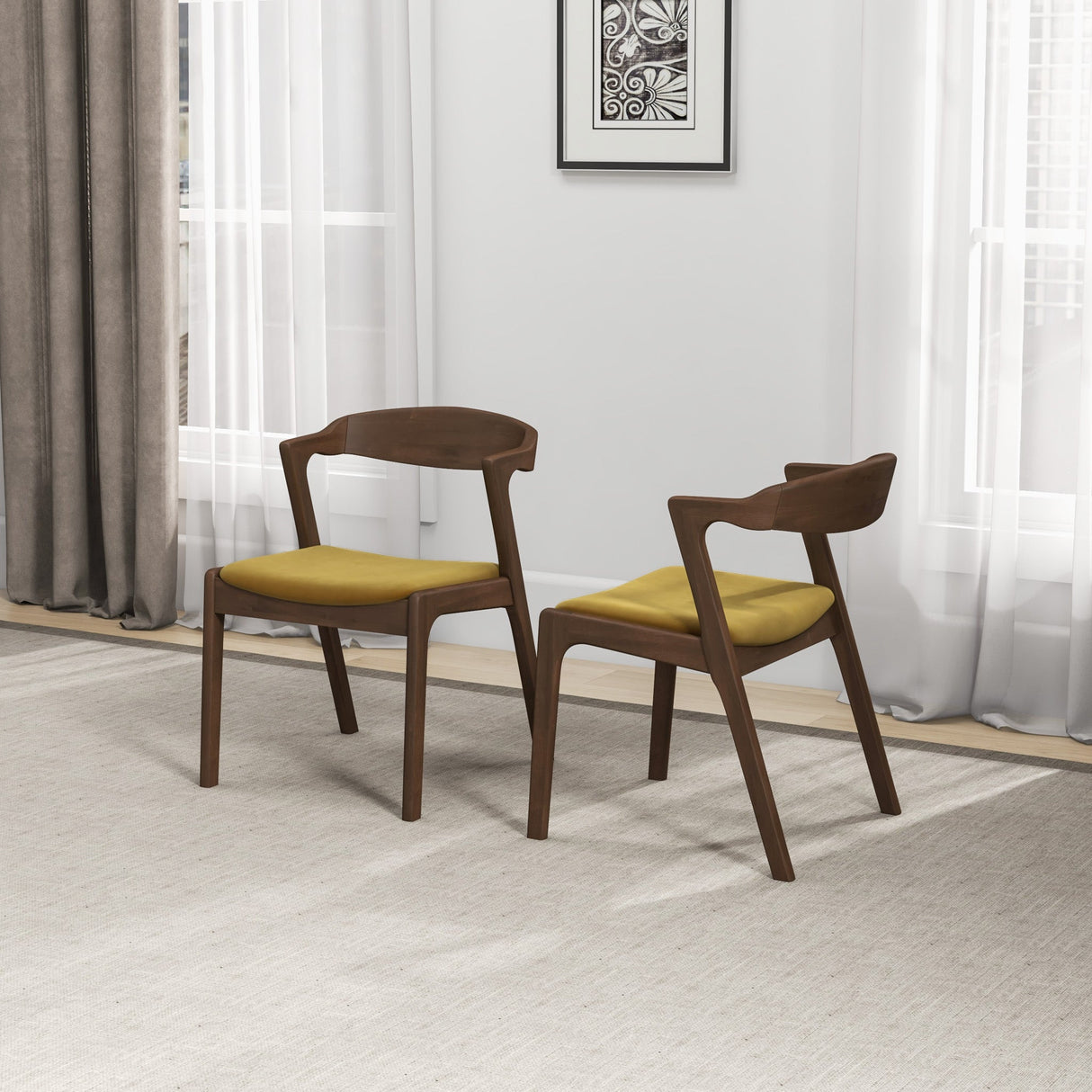 Dakota Dark Yellow Velvet Dining Chair from Ashcroft Furniture - Luna Furniture
