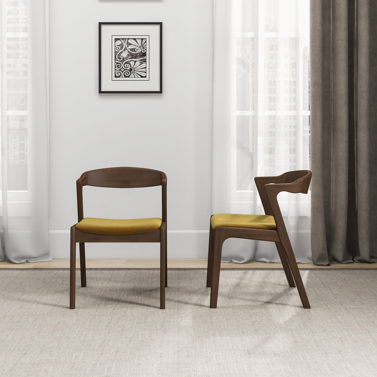 Dakota Dark Yellow Velvet Dining Chair from Ashcroft Furniture - Luna Furniture